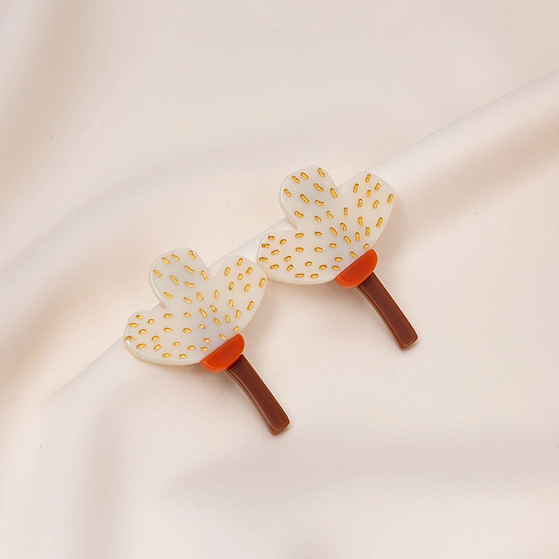 Wholesale Flower and Leaf Oil Painting Silver Needle Acrylic Earrings