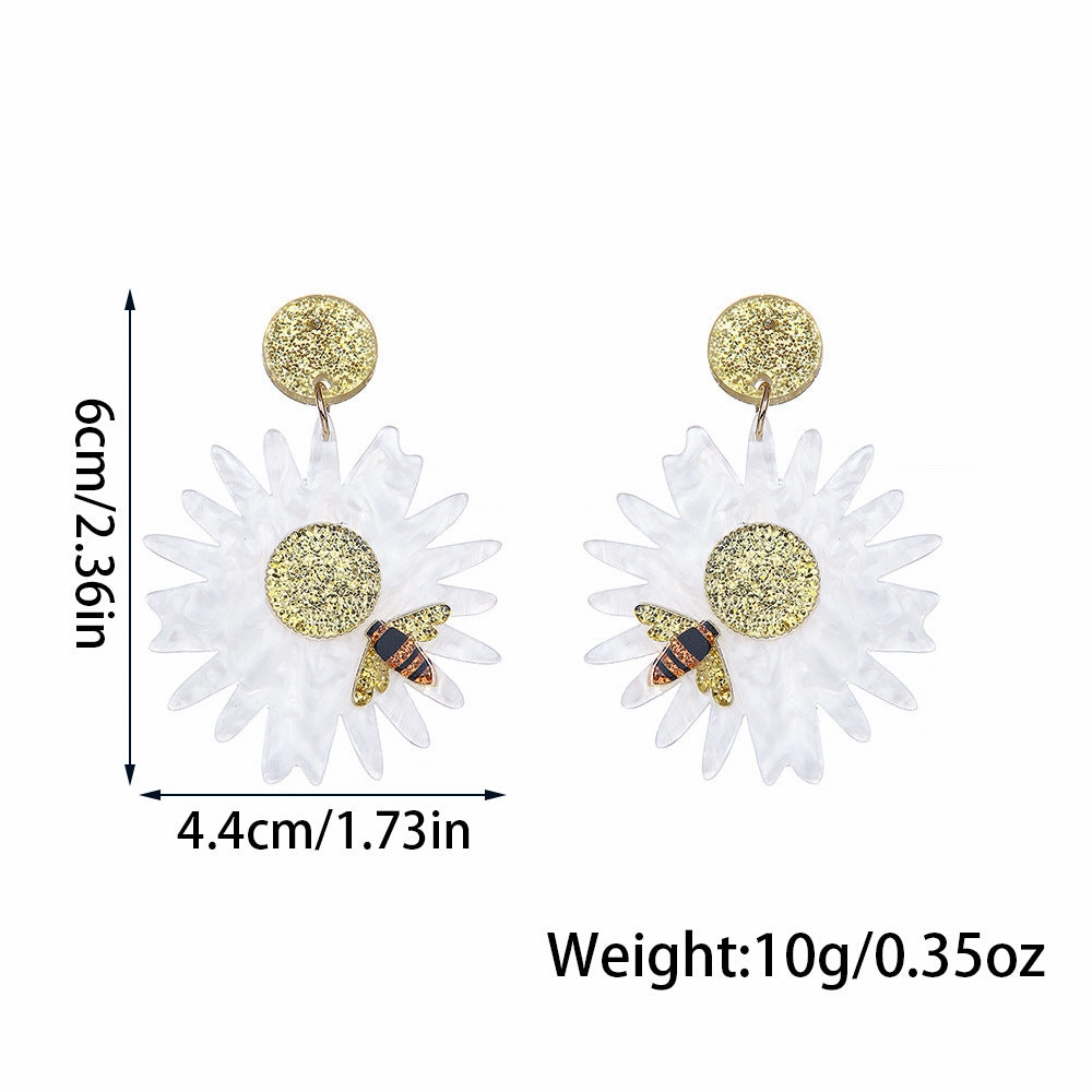 Wholesale Flower Bee Shiny Acrylic Earrings