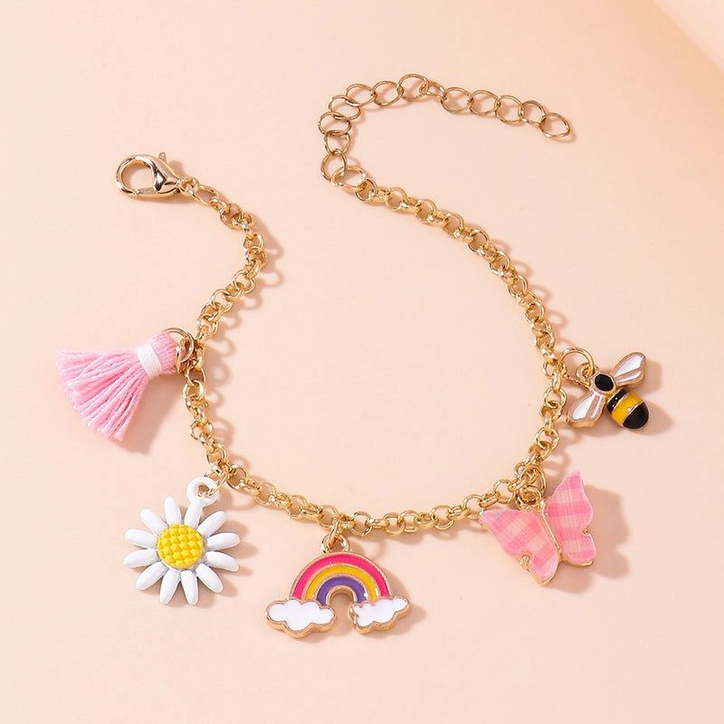 Wholesale Flower Butterfly Tassel Lollipop Alloy Bracelet