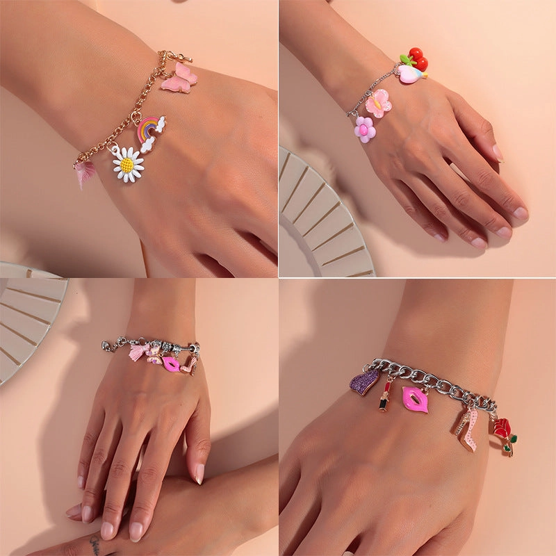 Wholesale Flower Butterfly Tassel Lollipop Alloy Bracelet