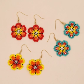 Wholesale Flower Colored Glass Beads Earrings