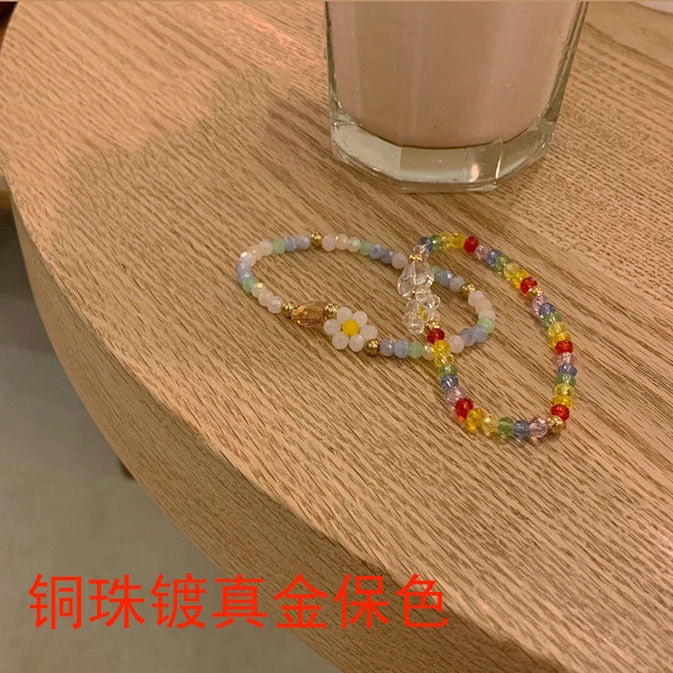 Wholesale Flower Colorful Crystal Beads Bracelet