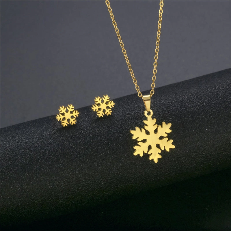 Wholesale Flower Dragonfly Stainless Steel Necklace Earrings Set