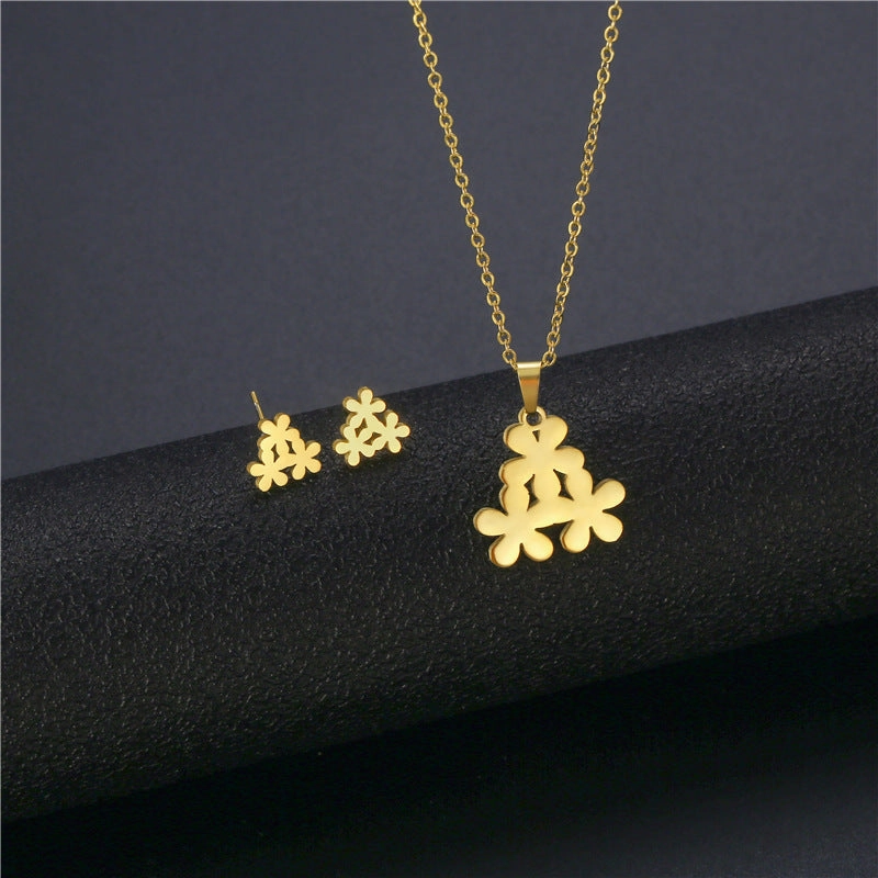 Wholesale Flower Dragonfly Stainless Steel Necklace Earrings Set