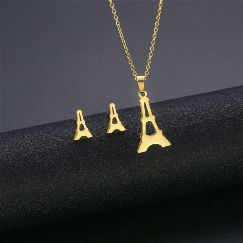 Wholesale Flower Dragonfly Stainless Steel Necklace Earrings Set