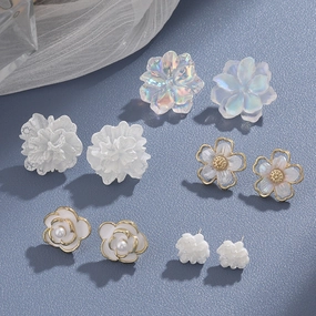 Wholesale Flower Drop Oil Pearl Colorful Petal Earrings
