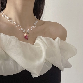 Wholesale Flower Fish Thread Pearl Necklace