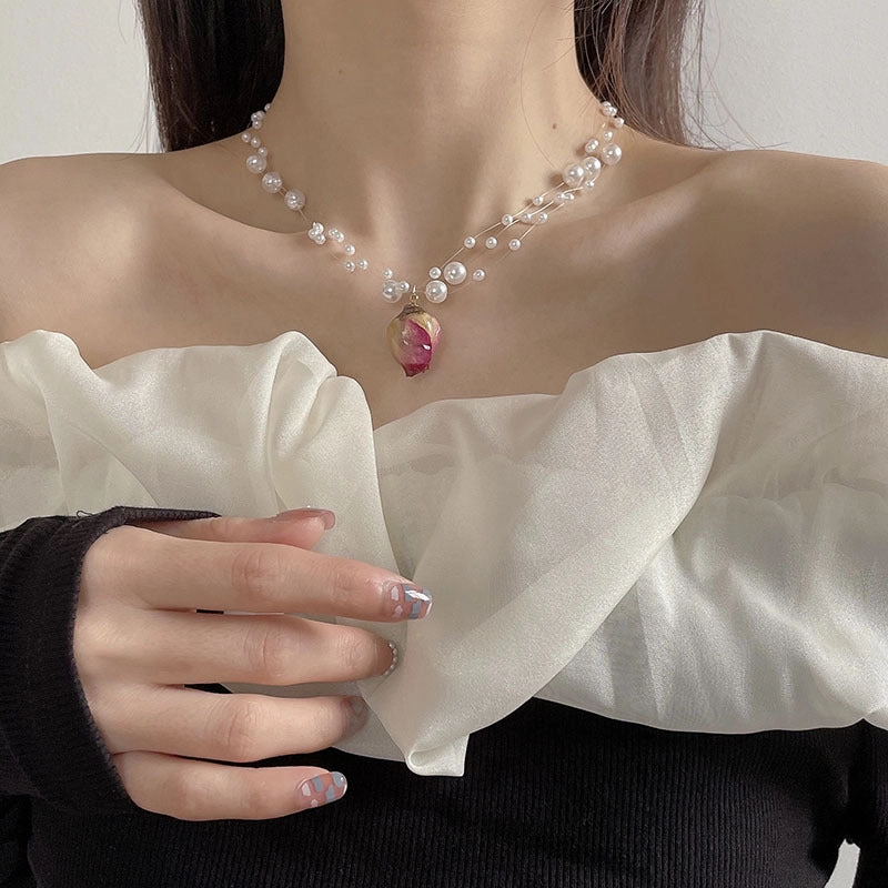 Wholesale Flower Fish Thread Pearl Necklace