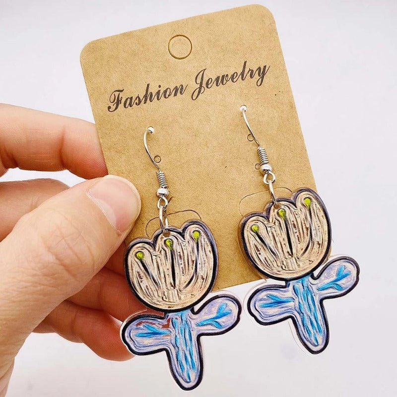 Wholesale Flower Girls Crocodile Acrylic Earrings