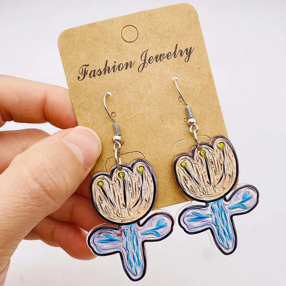 Wholesale Flower Girls Crocodile Acrylic Earrings