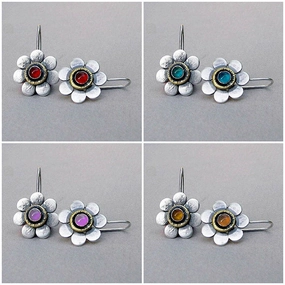 Wholesale Flower Inlaid Gemstone Forest Plant Flower Alloy Earrings