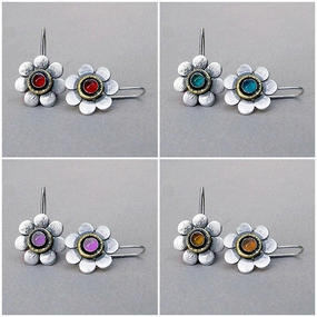 Wholesale Flower Inlaid Gemstone Forest Plant Flower Alloy Earrings