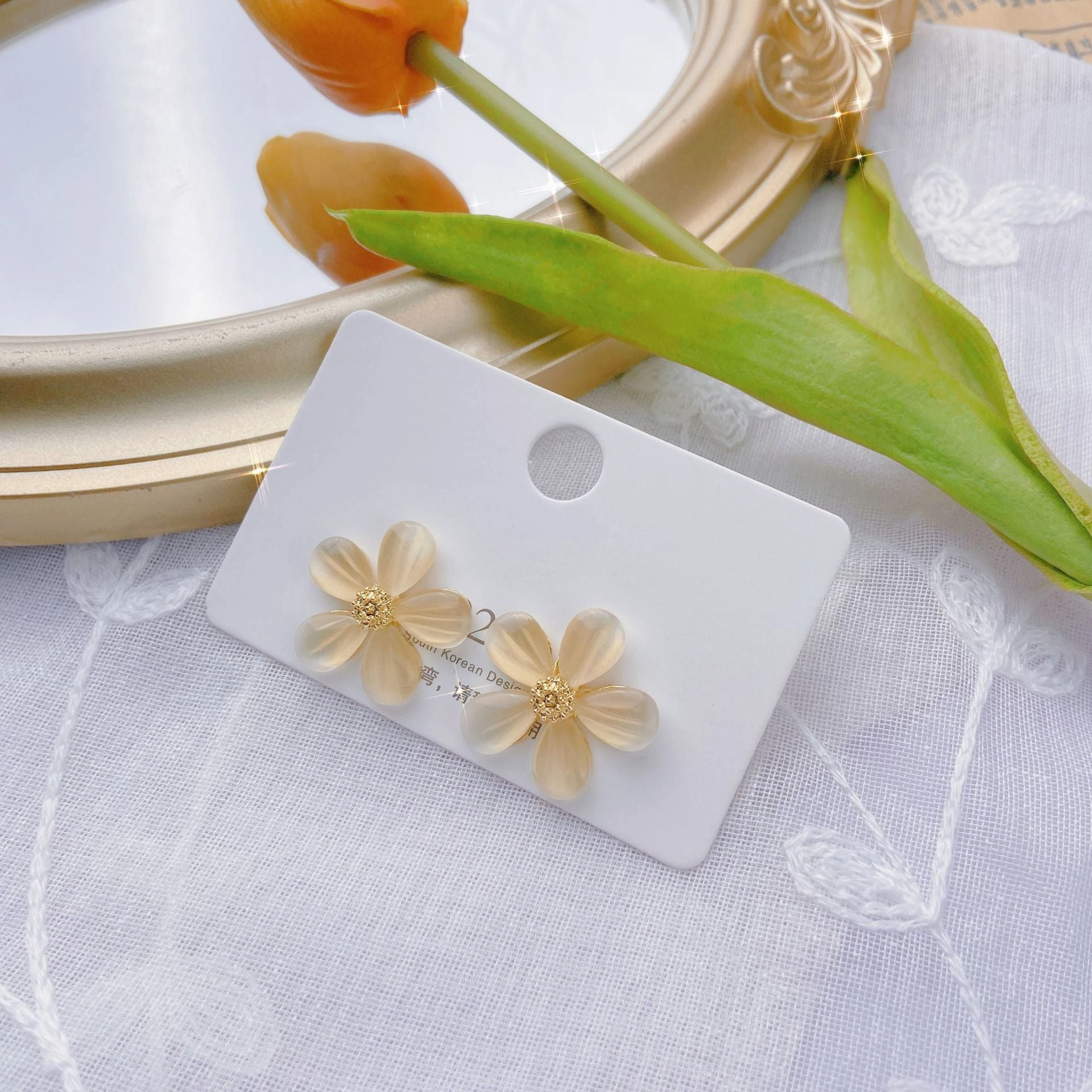 Wholesale Flower Opal Alloy Earrings