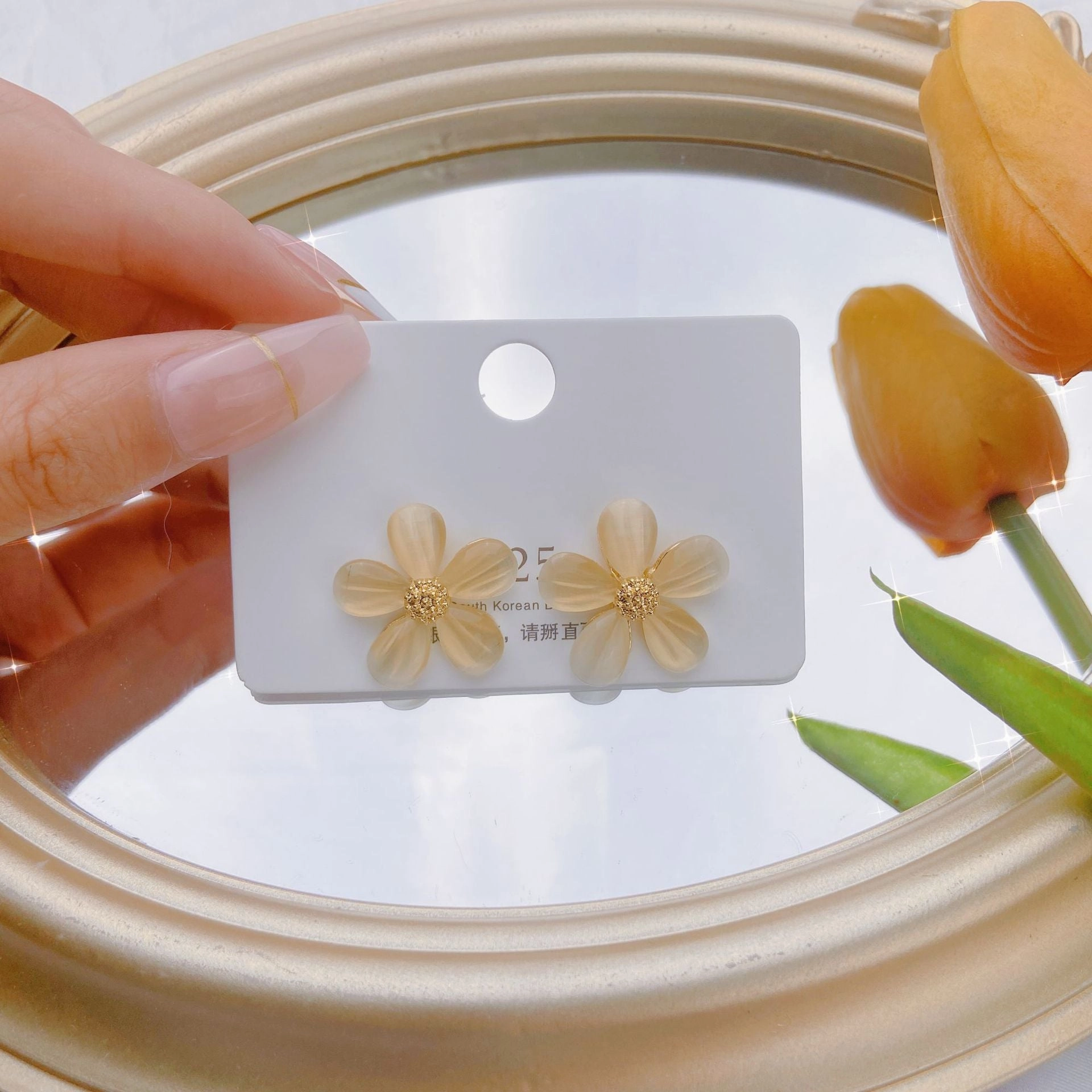 Wholesale Flower Opal Alloy Earrings
