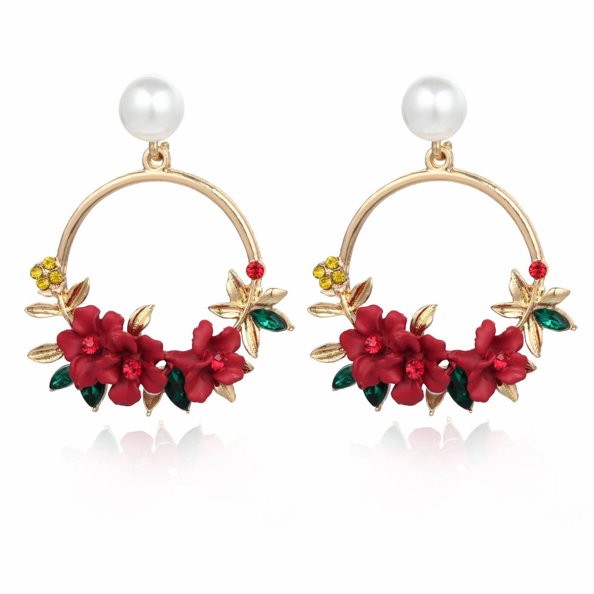 Wholesale Flower Polymer Clay Pearl Earrings