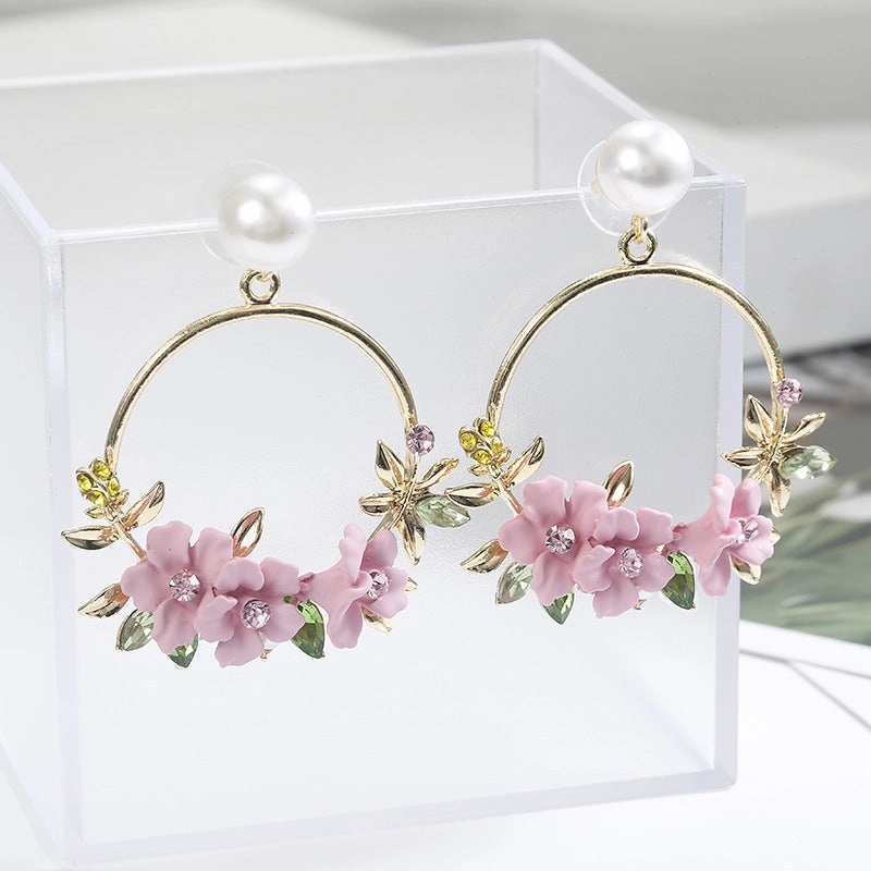 Wholesale Flower Polymer Clay Pearl Earrings