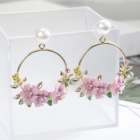 Wholesale Flower Polymer Clay Pearl Earrings