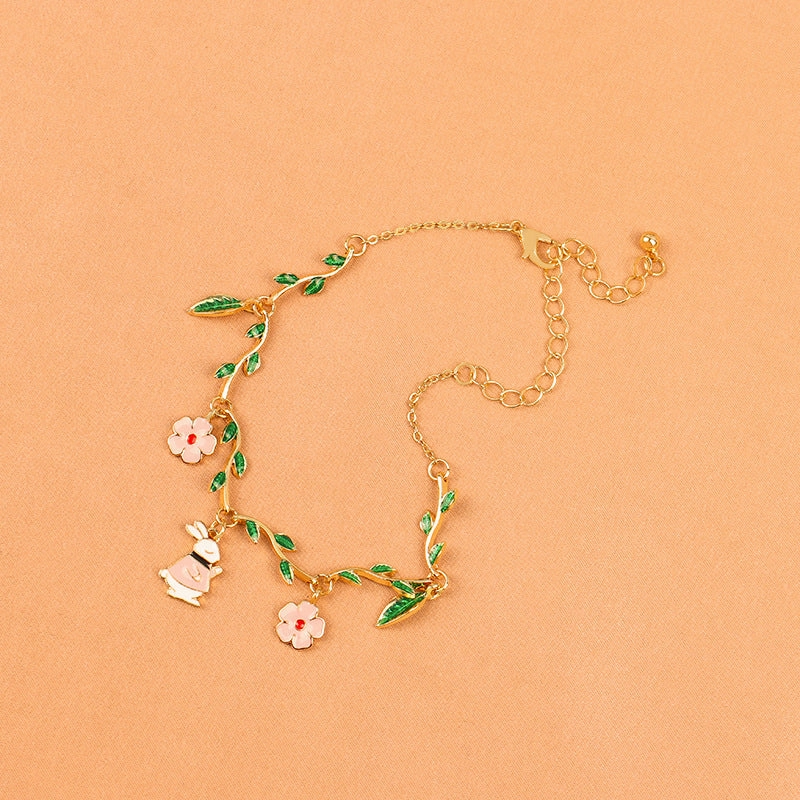Wholesale Flower Rabbit Leaf Alloy Bracelet
