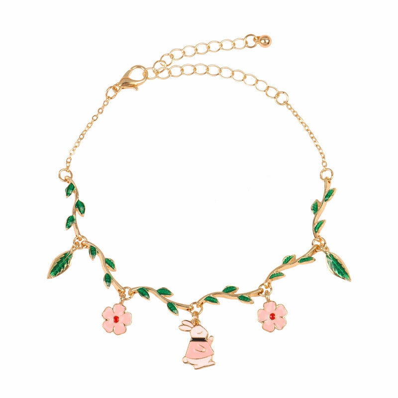 Wholesale Flower Rabbit Leaf Alloy Bracelet