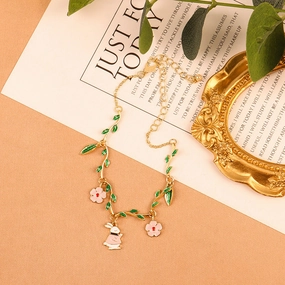 Wholesale Flower Rabbit Leaf Alloy Bracelet