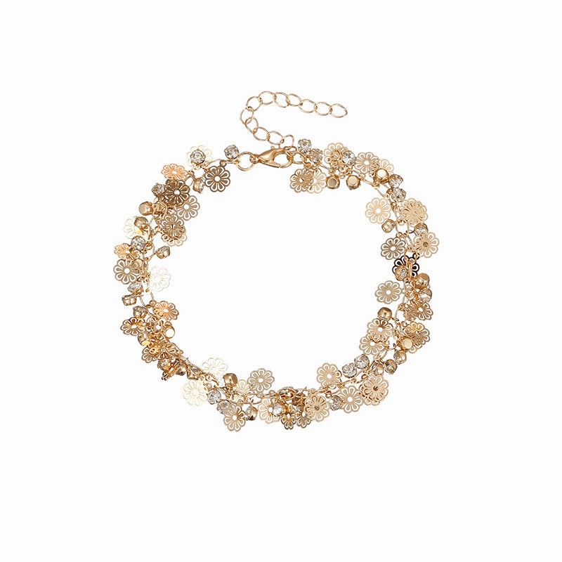 Wholesale Flower Rhinestone Alloy Bracelet
