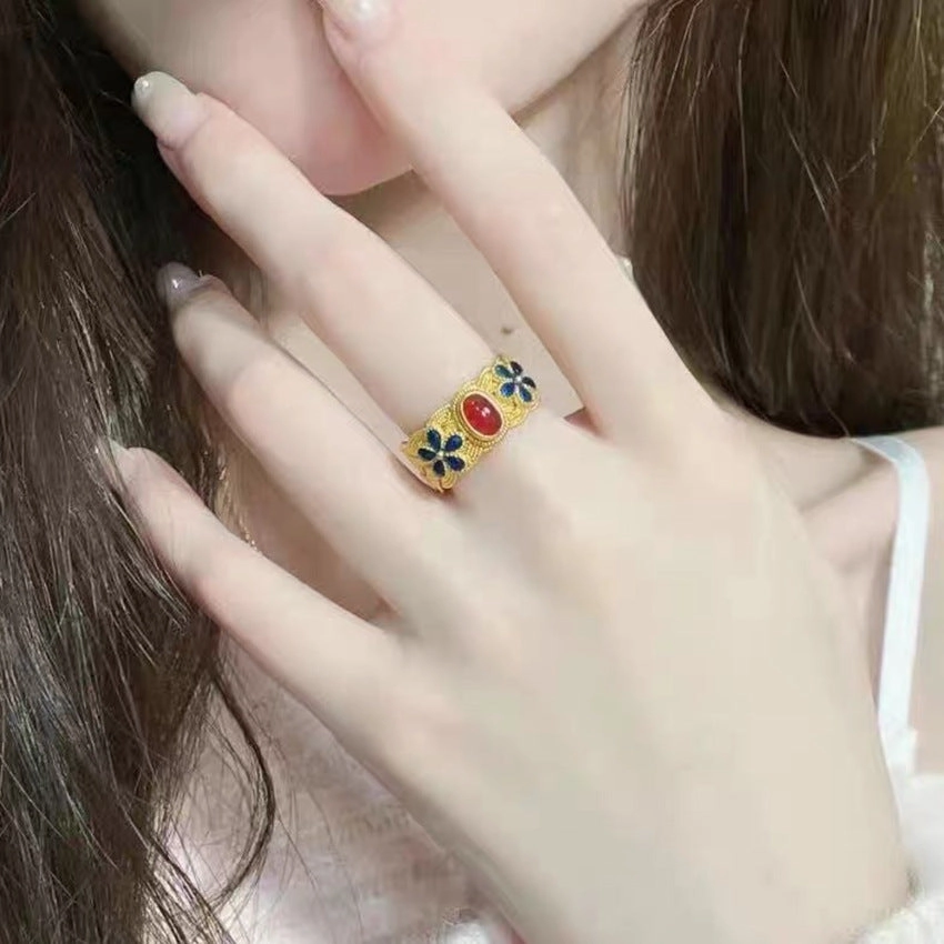 Wholesale Flower Silk Woven Copper Rings