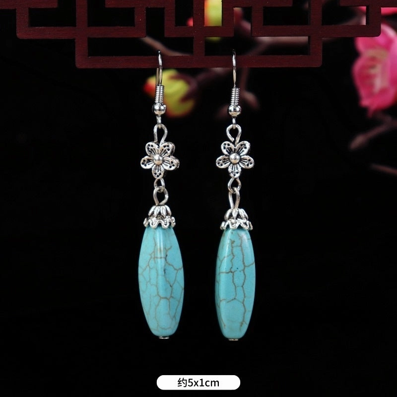 Wholesale Flower Tassel Alloy Earrings