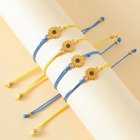 Wholesale Flower Ukrainian Flag Hand Made Alloy Bracelet