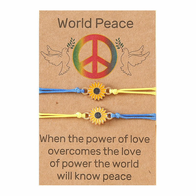 Wholesale Flower Ukrainian Flag Hand Made Alloy Bracelet