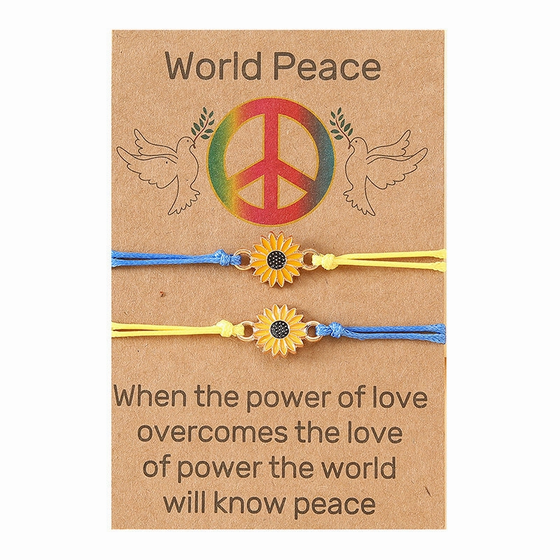 Wholesale Flower Ukrainian Flag Hand Made Alloy Bracelet