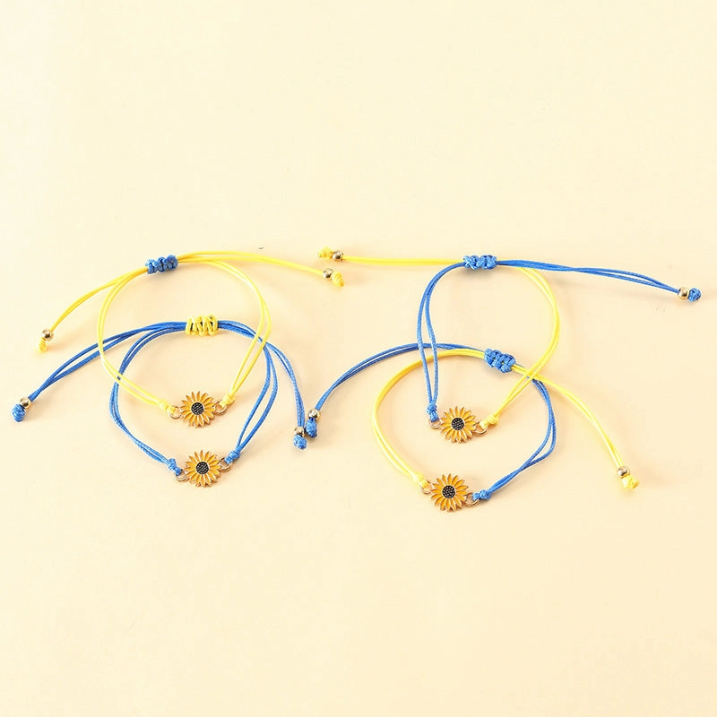 Wholesale Flower Ukrainian Flag Hand Made Alloy Bracelet