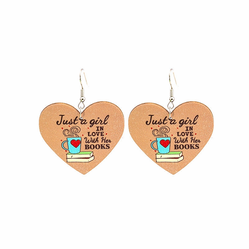 Wholesale Flower Wooden Pencil Alphabet Earrings