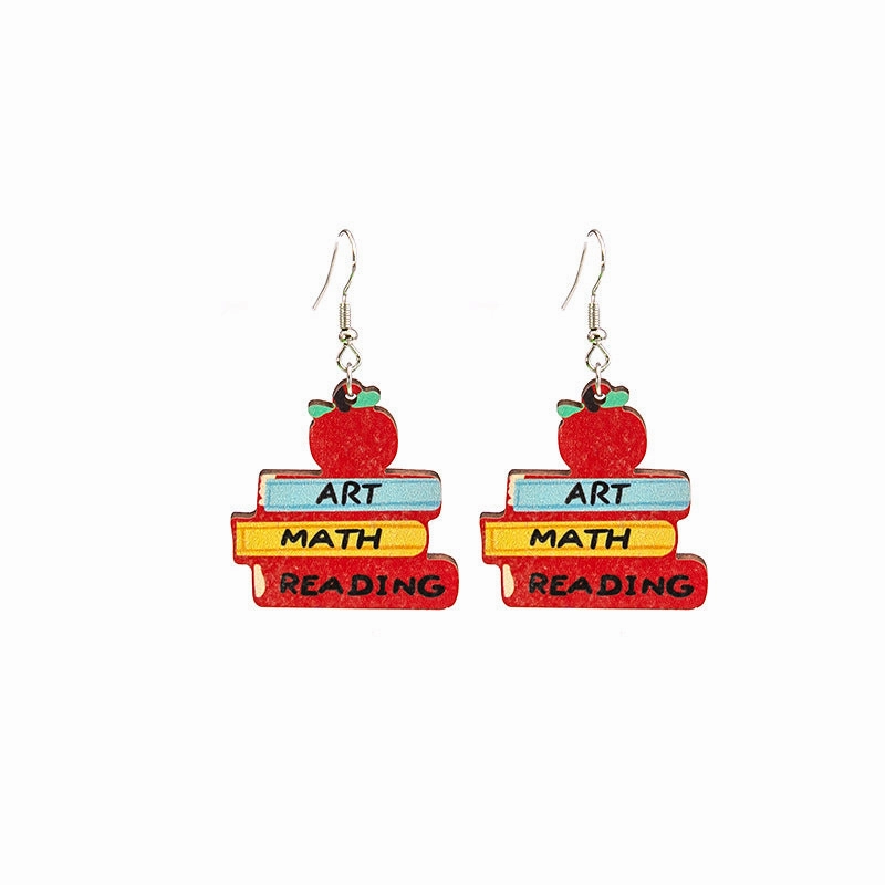 Wholesale Flower Wooden Pencil Alphabet Earrings