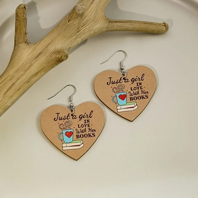 Wholesale Flower Wooden Pencil Alphabet Earrings