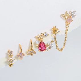 Wholesale Flower Zircon Set Earrings Copper