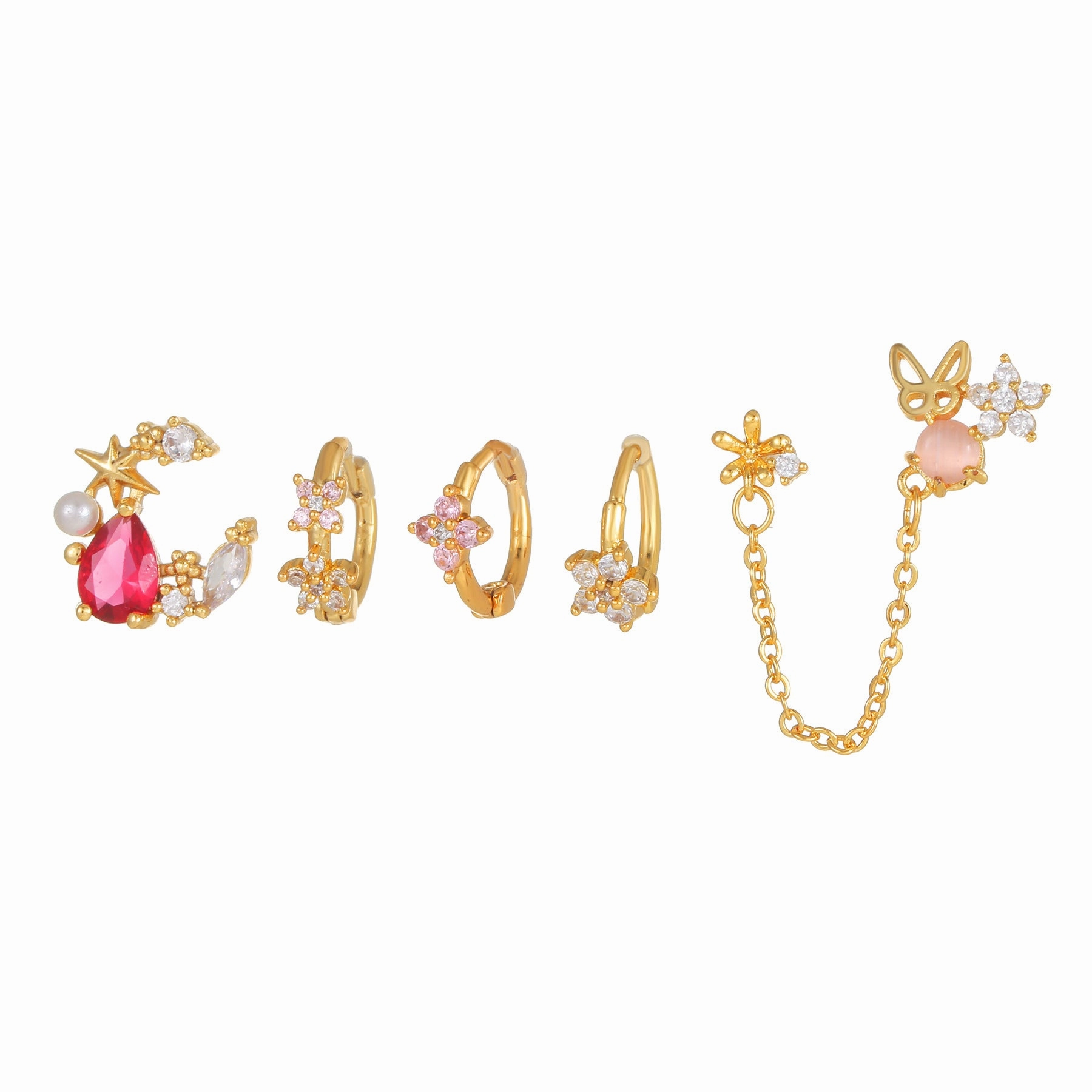 Wholesale Flower Zircon Set Earrings Copper