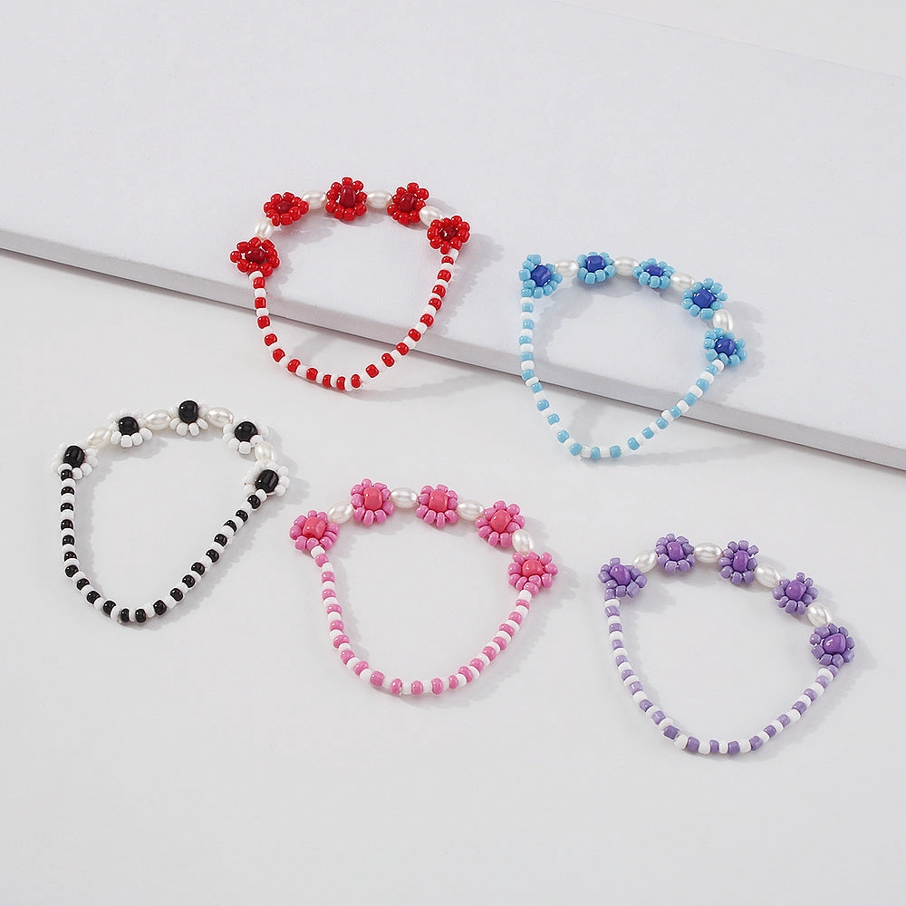 Wholesale Flowers Rice Beads Imitation Pearl Bracelet