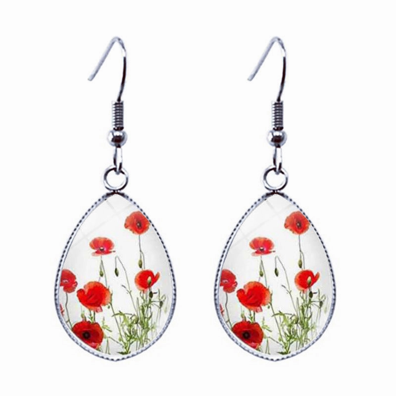 Wholesale Flowers Water Drop Glass Earrings