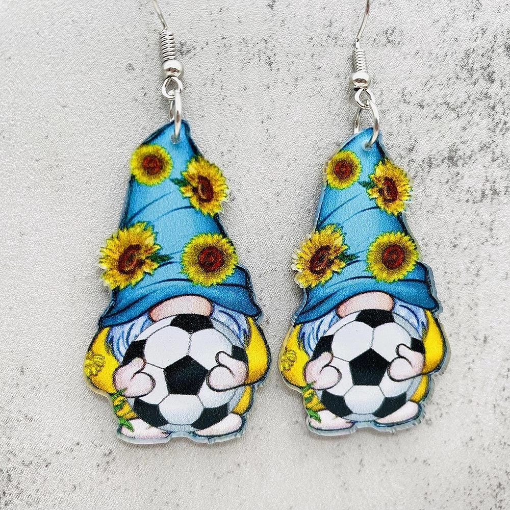 Wholesale Football Acrylic Earrings Heart U Shape Leopard Print Earrings