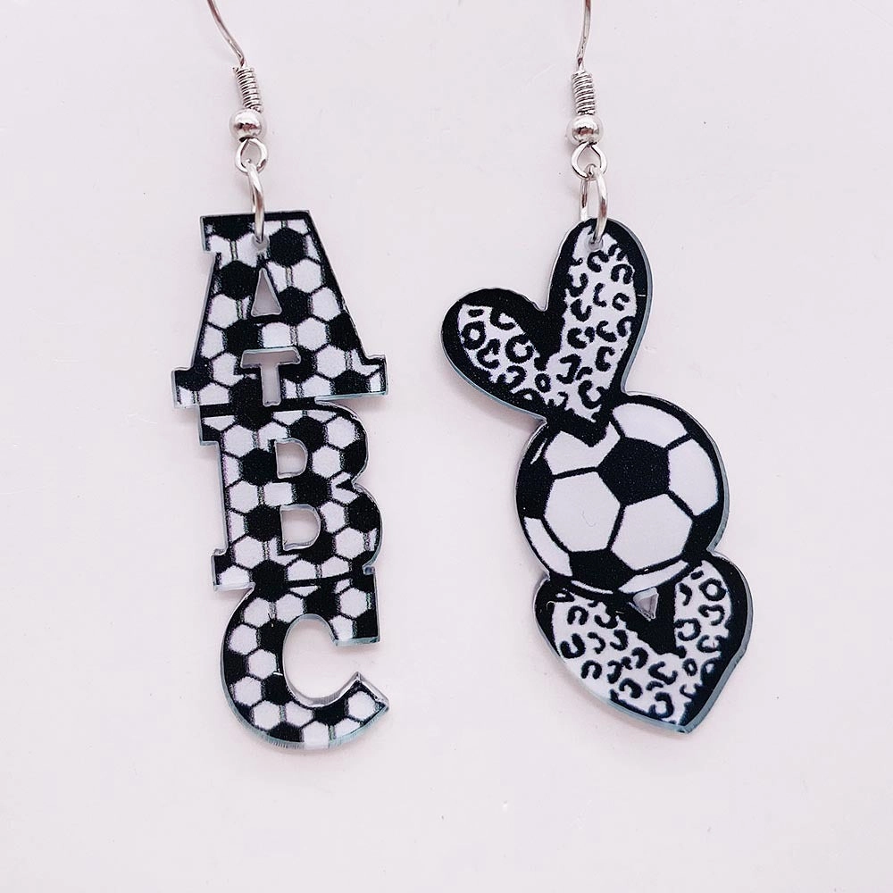 Wholesale Football Acrylic Earrings Heart U Shape Leopard Print Earrings