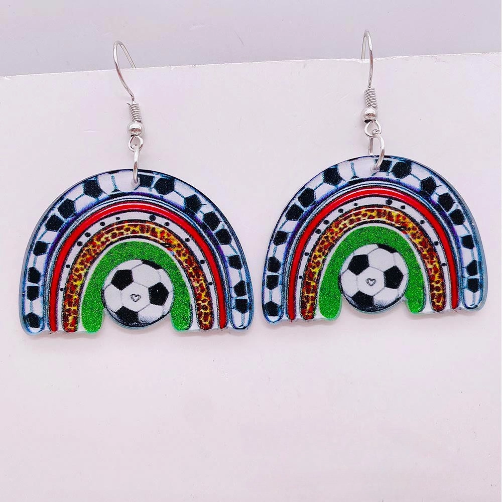 Wholesale Football Acrylic Earrings Heart U Shape Leopard Print Earrings