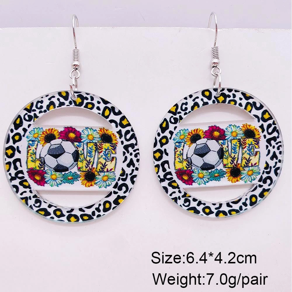 Wholesale Football Acrylic Earrings Heart U Shape Leopard Print Earrings