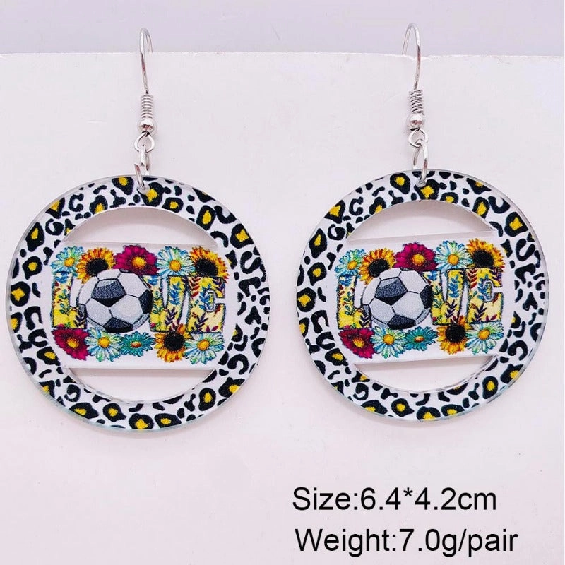 Wholesale Football Leopard Print Acrylic Earrings