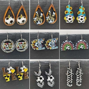 Wholesale Football Leopard Print Acrylic Earrings