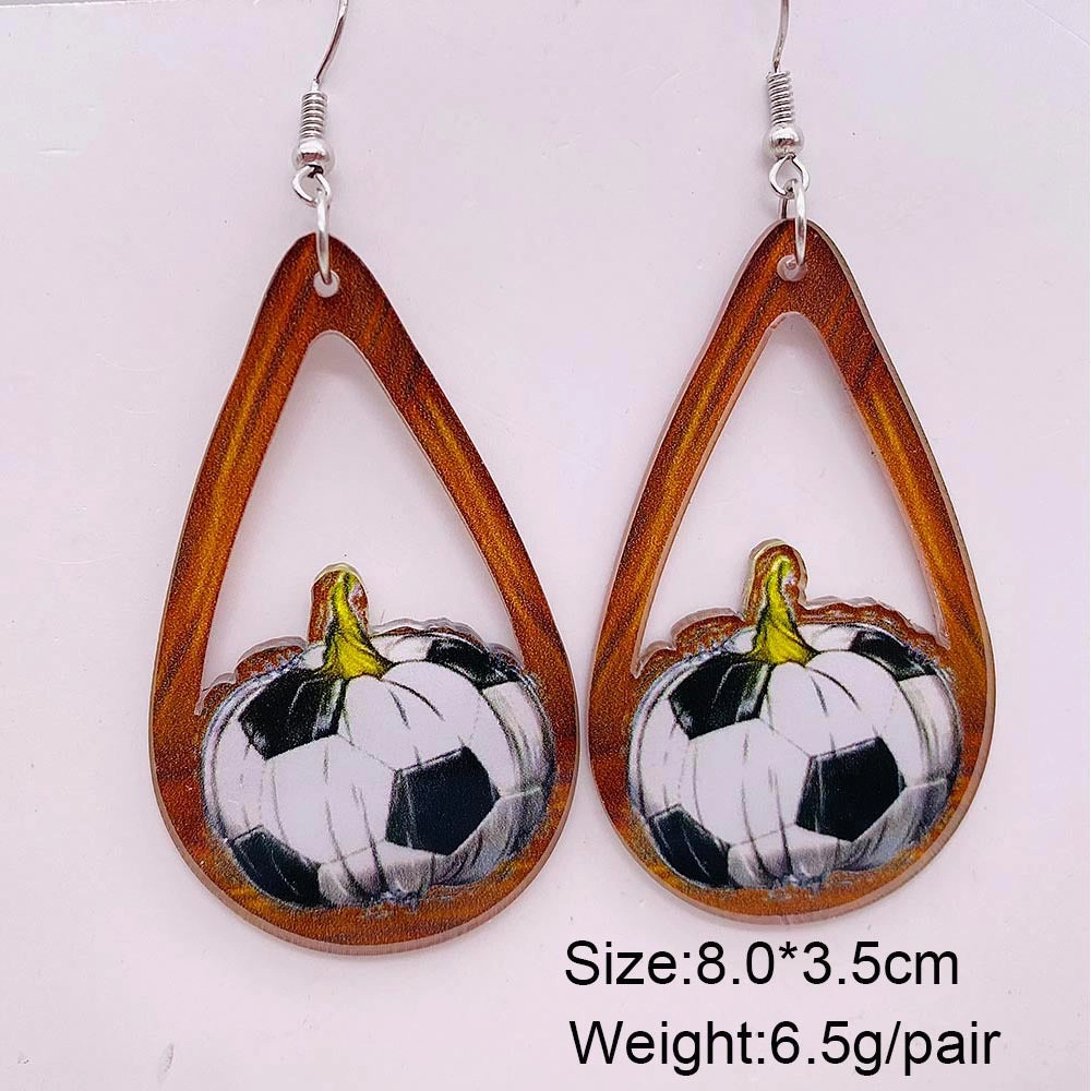Wholesale Football Leopard Print Acrylic Earrings