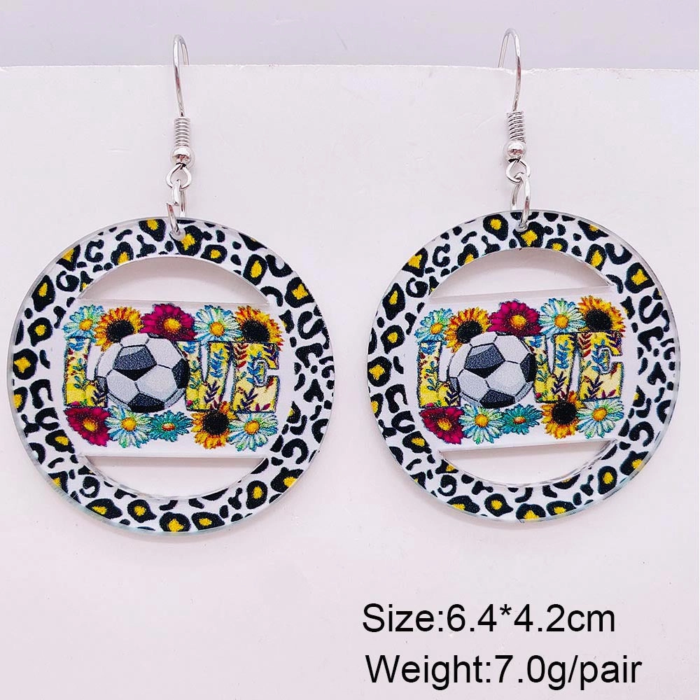 Wholesale Football Leopard Print Acrylic Earrings