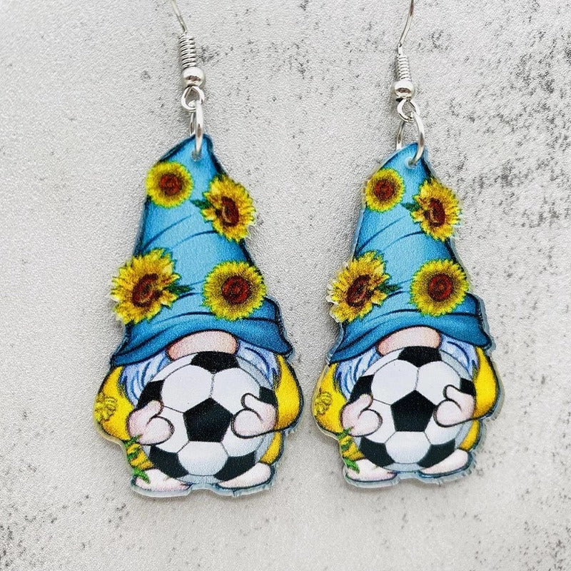 Wholesale Football Leopard Print Acrylic Earrings