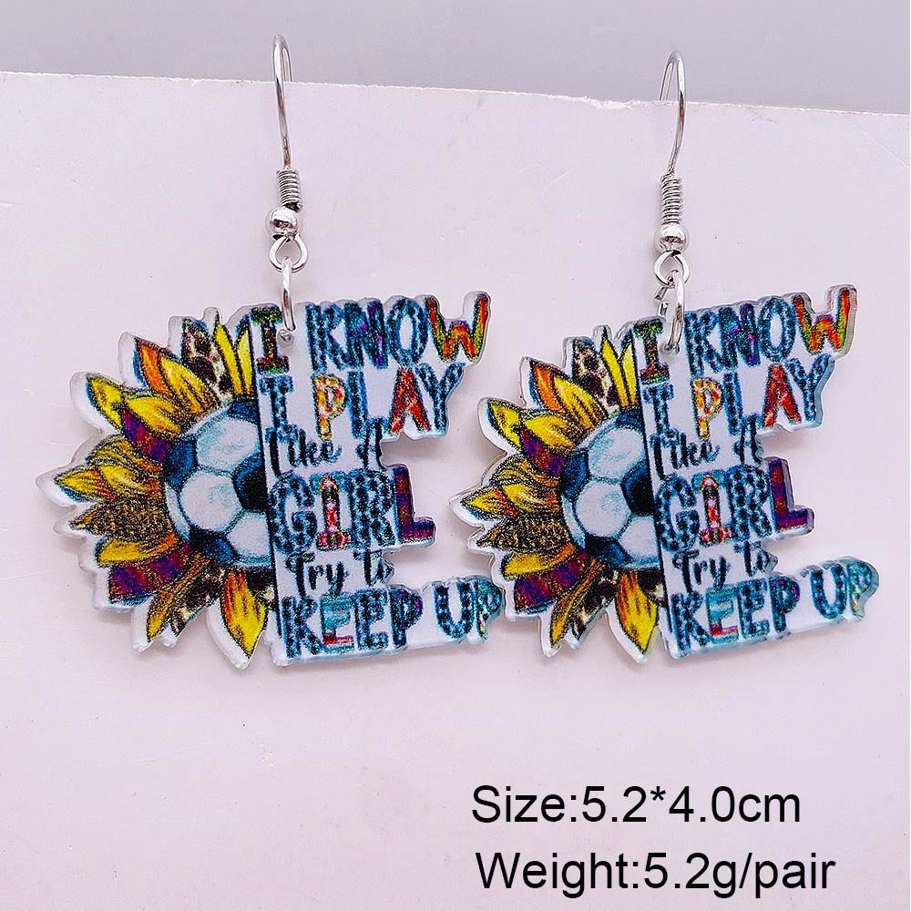 Wholesale Football Leopard Print Acrylic Earrings