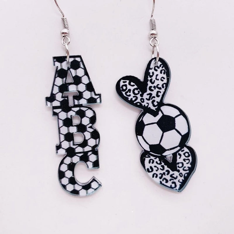 Wholesale Football Leopard Print Acrylic Earrings