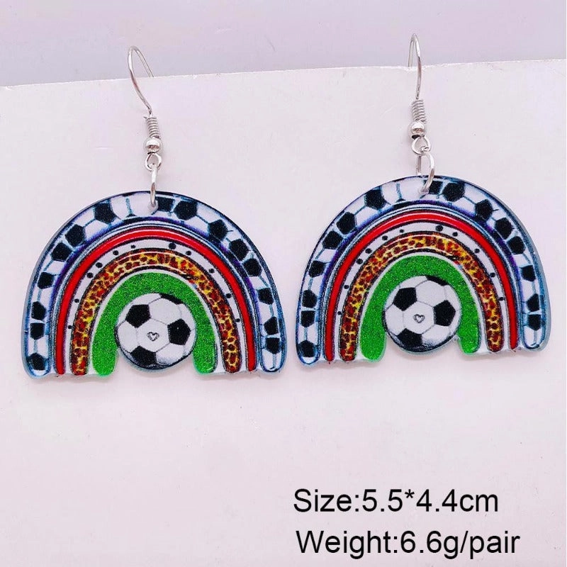 Wholesale Football Leopard Print Acrylic Earrings